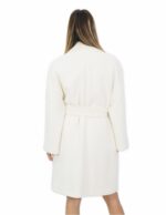Coat 52 white color 100 cm long shawl collar in high quality cashmere and external pockets - Image 6