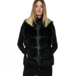 Gilet corto chiusura zip volpe colore nero 44 lungo 62 cm colletto tasche esterne