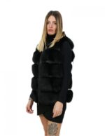 Короткий жилет лисица застежка-молния черный цвет 44 длинный 62 см воротник внешние карманы — изображение 3