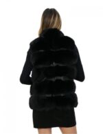 Короткий жилет лисица застежка-молния черный цвет 44 длинный 62 см воротник внешние карманы — изображение 6