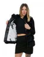 Короткий жилет лисица застежка-молния черный цвет 44 длинный 62 см воротник внешние карманы — изображение 7