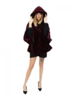Mink fur size 46 ruby red cape long 72cm long hood woman - Image 5