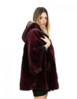 Mink fur size 46 ruby red cape long 72cm long hood woman - Image 4
