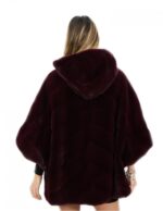Mink fur size 46 ruby red cape long 72cm long hood woman - Image 6