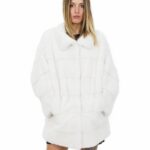 Giacca visone bianco ottico davanti orizzontale dietro intera pistagna manica 3/4