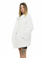 Optical white mink jacket 46 front horizontal behind full sleeve strapgna 3/4 - Image 3