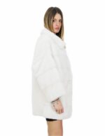 Optical white mink jacket 46 front horizontal behind full sleeve strapgna 3/4 - Image 4