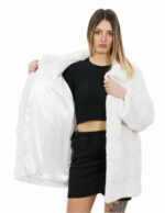 Optical white mink jacket 46 front horizontal behind full sleeve strapgna 3/4 - Image 7