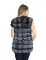 Anthracite grey blue fox fur vest with suede inserts 44-46 - Image 6
