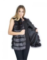 Anthracite grey blue fox fur vest with suede inserts 44-46 - Image 7