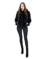 Horizontal mink jacket 46 blackglama collar crater sleeve three quarters short - Image 4