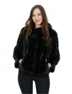 Horizontal mink jacket 46 blackglama collar crater sleeve three quarters short