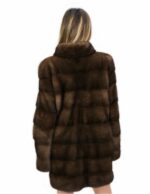 Brown coat in horizontal mink with pistagna 48 80 cm long - Image 4
