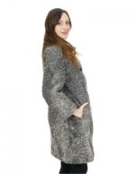 Cappotto in pelliccia di persiano 44 grigio chiaro con manica lunga e tasche esterne