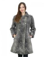Cappotto in pelliccia di persiano 44 grigio chiaro con manica lunga e tasche esterne