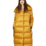 Cappotto piumino d'oca 42 giallo lungo 112 centimetri morbido elegante