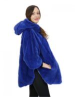 Меховая накидка 52 светло-голубая норка поперечная с длинными рукавами и крючком капюшона — изображение 4