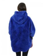 Меховая накидка 52 светло-голубая норка поперечная с длинными рукавами и крючком капюшона — изображение 6