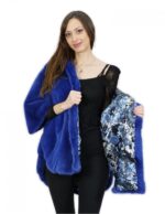 Меховая накидка 52 светло-голубая норка поперечная с длинными рукавами и крючком капюшона — изображение 7