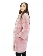 Cappottino quarzo rosa in visone orizzontale 46 lungo 92 centimetri con tasche esterne