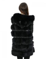 Black shaded fox vest 50 with pockets and fur zip closure length 82 cm - Image 6