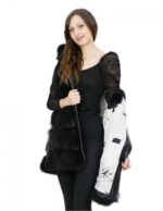 Black shaded fox vest 50 with pockets and fur zip closure length 82 cm - Image 7