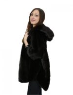 Mink fur size 48 gray aurora cape long 76cm long hood woman - Image 3