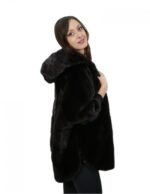 Mink fur size 48 gray aurora cape long 76cm long hood woman - Image 4