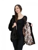 Mink fur size 48 gray aurora cape long 76cm long hood woman - Image 7