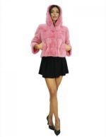 Nerzjacke Fell horizontal Bubble 48 Kapuze 54cm Dreiviertelärmel – Bild 5