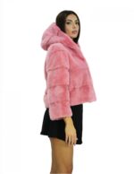 Nerzjacke Fell horizontal Bubble 48 Kapuze 54cm Dreiviertelärmel – Bild 3