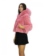 Nerzjacke Fell horizontal Bubble 48 Kapuze 54cm Dreiviertelärmel – Bild 4