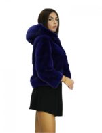 Норковая куртка горизонтальный мех фиолетовый 46 капюшон 54см рукав три четверти — изображение 3