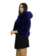 Норковая куртка горизонтальный мех фиолетовый 46 капюшон 54см рукав три четверти — изображение 4