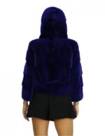 Норковая куртка горизонтальный мех фиолетовый 46 капюшон 54см рукав три четверти — изображение 6