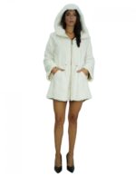 48 reversible coat in white one-piece mink and waterproof fabric with long sleeve zip 86 cm long - Image 5