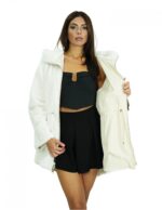 48 reversible coat in white one-piece mink and waterproof fabric with long sleeve zip 86 cm long - Image 7