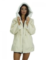 48 reversible coat in white one-piece mink and waterproof fabric with long sleeve zip 86 cm long - Image 8