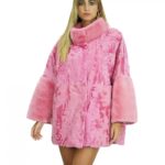 Mantella persiano e visone pelliccia 48 colore bubble con spacchi laterali e manica tre quarti