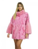 Mantella persiano e visone pelliccia 52 colore bubble con spacchi laterali e manica tre quarti