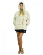 Mongomery coat 76 cm fur mink pearl 48 drawstring waist and hood bottom - Image 5