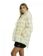 Mongomery coat 76 cm fur mink pearl 48 drawstring waist and hood bottom - Image 3
