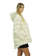Mongomery coat 76 cm fur mink pearl 48 drawstring waist and hood bottom - Image 4