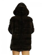 Long coat 72 cm 44-50 mink comfortable fit full leather hood internal side pockets closure internal hooks - Image 6