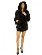 Long coat 72 cm 46-52 mink comfortable fit full leather hood internal side pockets closure internal hooks - Image 5