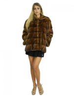 Coat 44-50 long 72 cm mink comfortable fit full leather hood internal side pockets closure internal hooks - Image 5