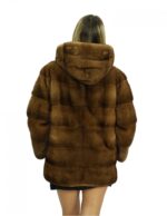 Coat 44-50 long 72 cm mink comfortable fit full leather hood internal side pockets closure internal hooks - Image 6