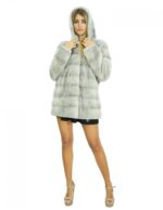 72cm long coat sapphire mink 46 horizontal long-sleeved cowl - Image 5