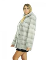 72cm long coat sapphire mink 46 horizontal long-sleeved cowl - Image 3