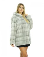 72cm long coat sapphire mink 46 horizontal long-sleeved cowl - Image 4